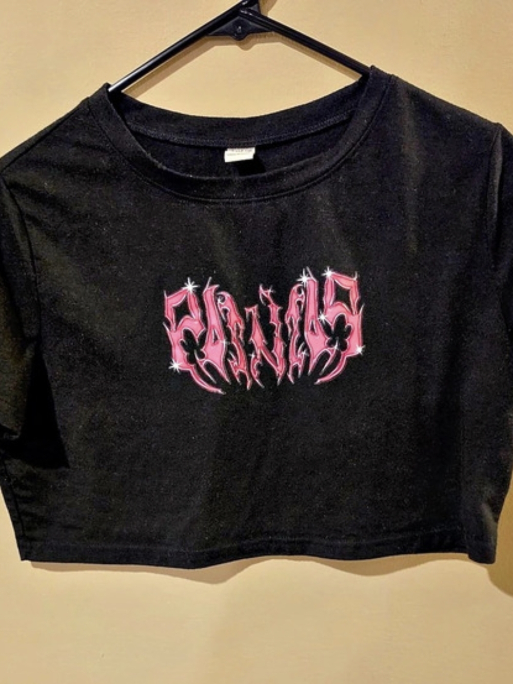 SHEIN Girls Black Graphic Crop Tee Size 160
